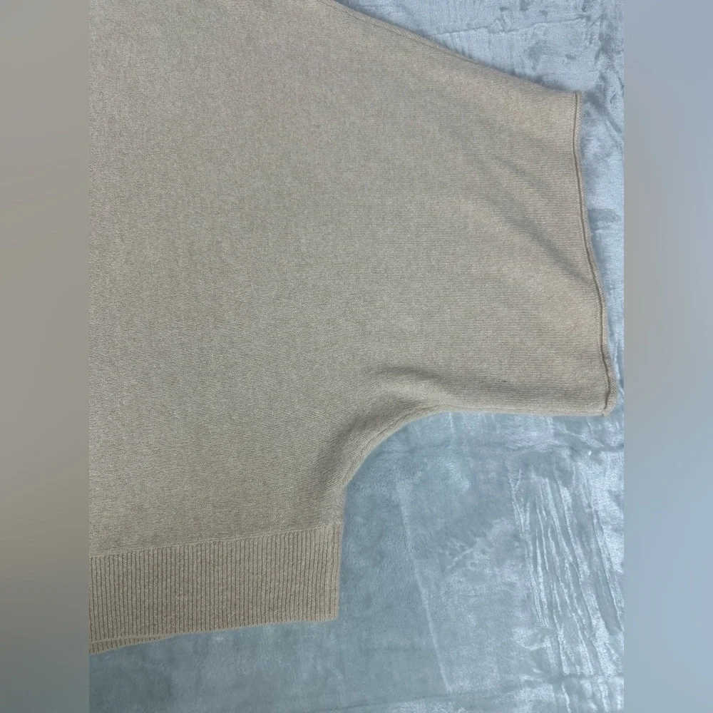 Anthropologie Cashmere Poncho Sweater Plus 1X Beige Boxy Boat Neck Old Money New - Picture 6 of 10